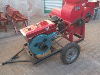 Diesel-powered-corn-thresher-on-trailer